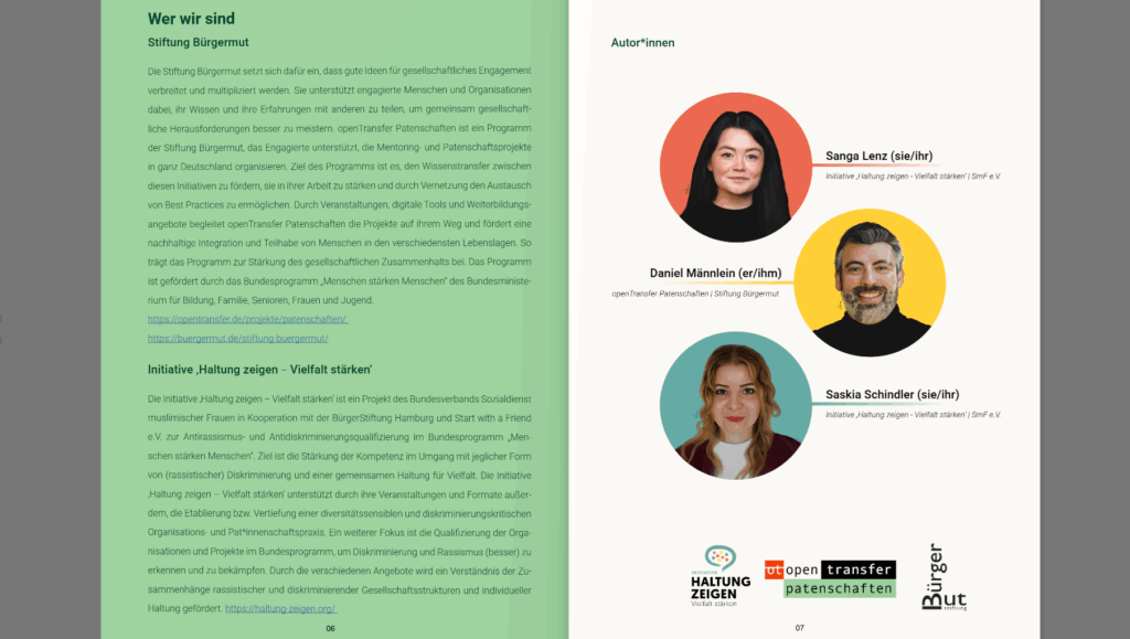 Zu sehen sind zwei Beispielseiten der Publikation
